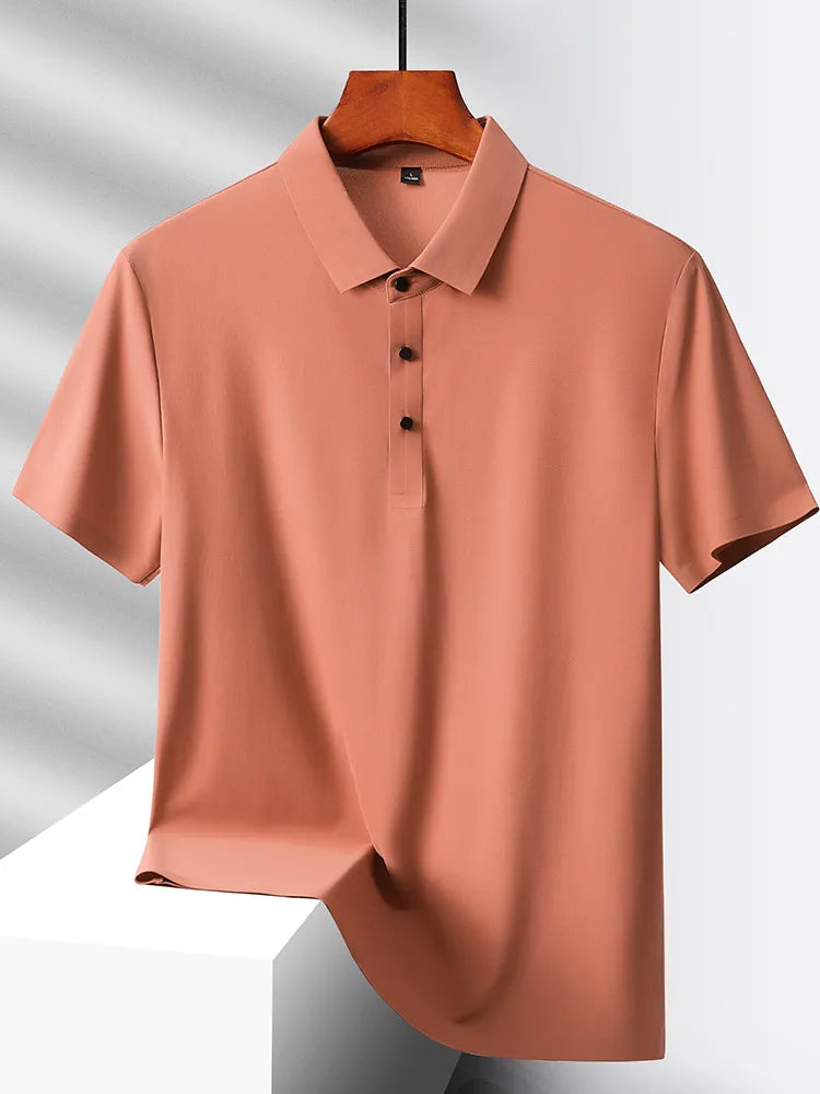 Selected popular nylon fabric dad's summer clothing middle-aged men's short sleeved T-shirt, summer ice silk quick drying mid