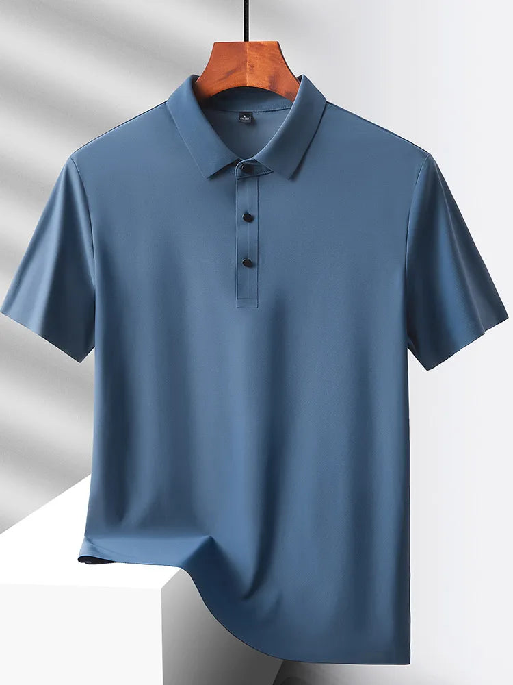Selected popular nylon fabric dad's summer clothing middle-aged men's short sleeved T-shirt, summer ice silk quick drying mid