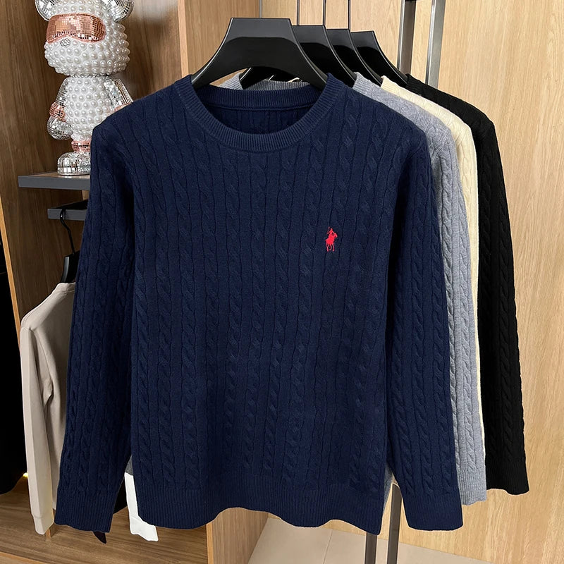 Luxury Solid Color Embroidered Knitted Sweater Long Sleeve 2026