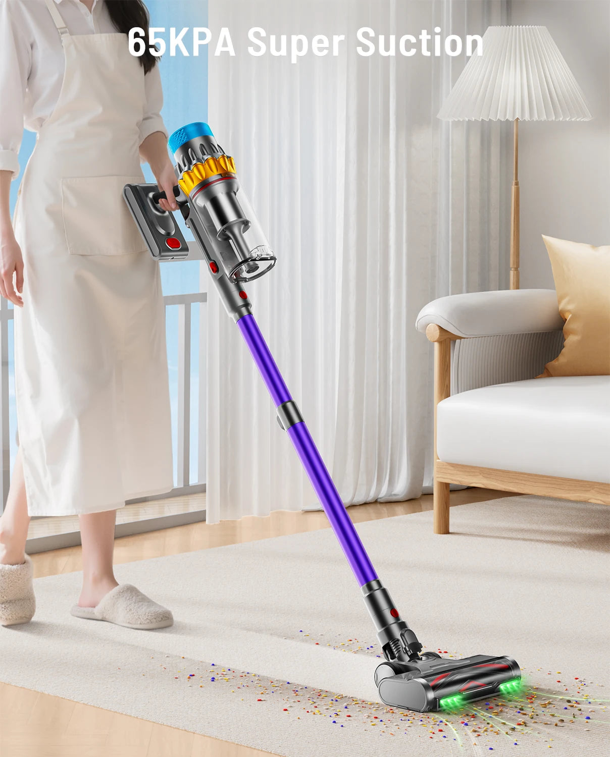 VAKERR X15 Pro 650W Cordless Vacuum Cleaner 65KPa Suction For Pet Hair Carpet