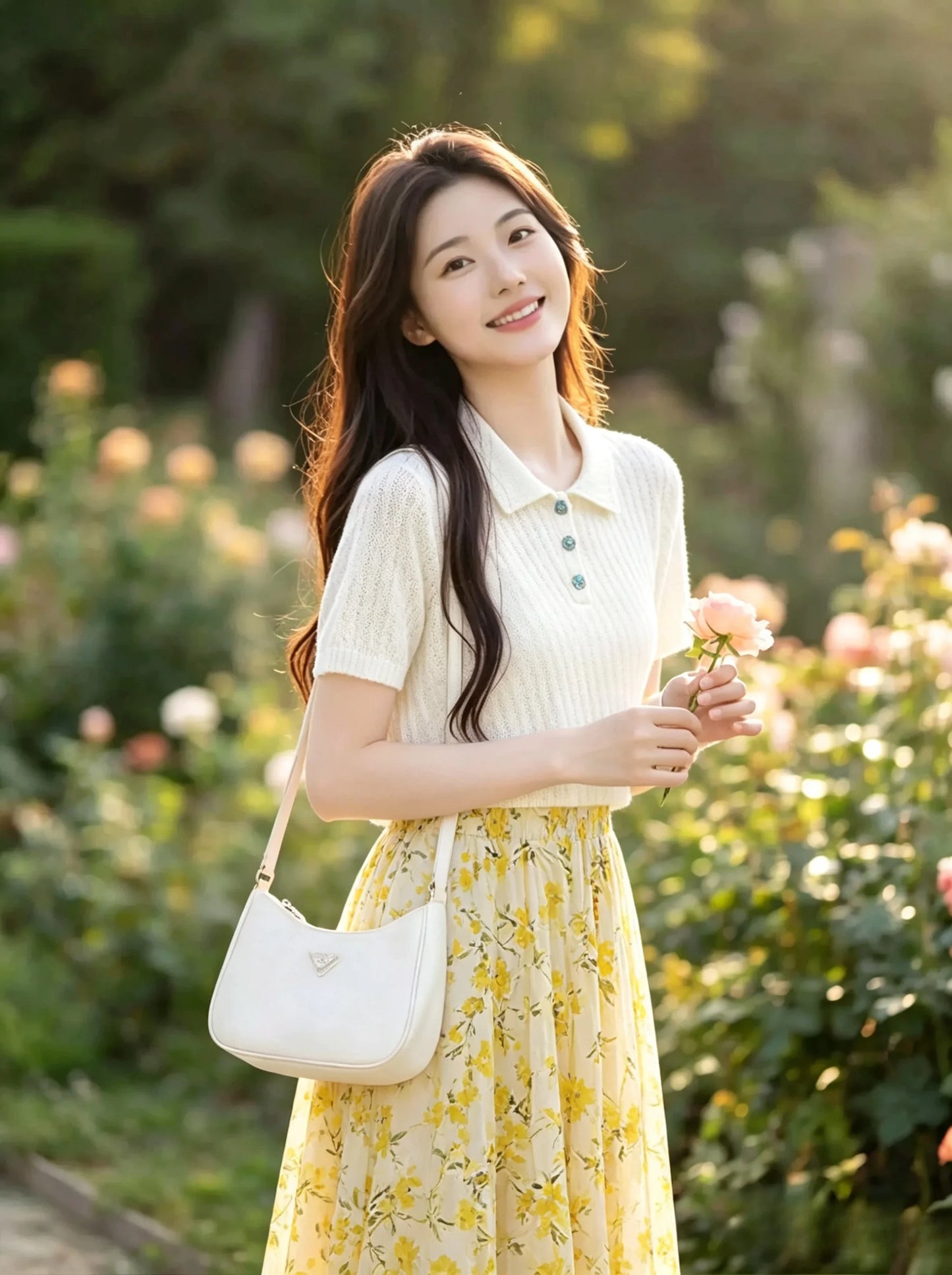 Summer New Gentle Style Women's Short Casual Top with Floral Skirt Two-Piece Set plus Size Fashionable T-Shirt And High Waist...