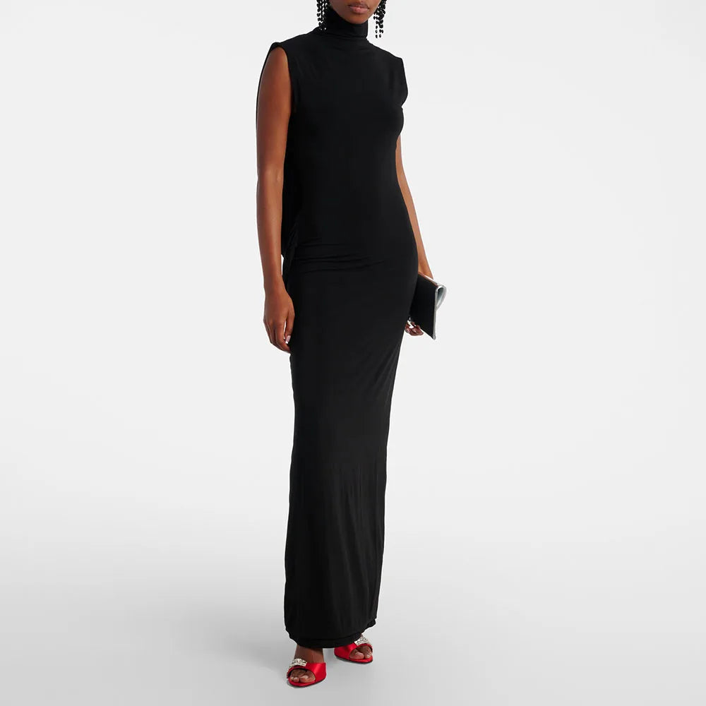 Elegant Sleeveless Long Dress Women Summer 2026 Fashion Solid Color Backless Party Maxi Dresses Casual