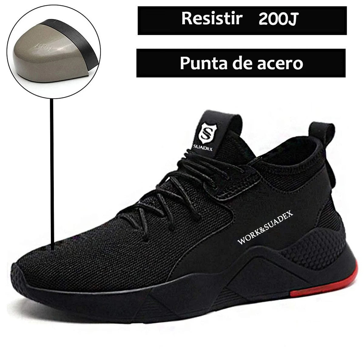 SUADEX Men Work Safety Shoes Steel Toe Cap Anti Smash Puncture Resistant