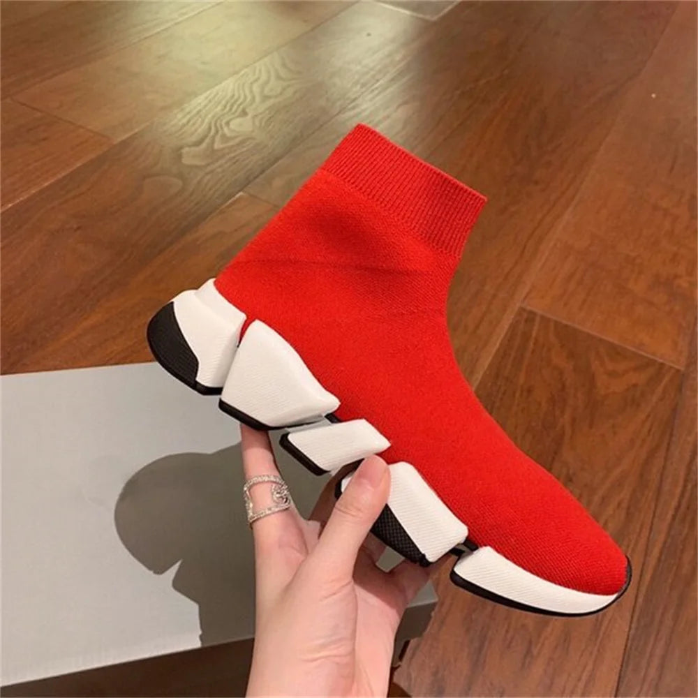 High Top Breathable Sock Sneakers Platform Shoes For Men And Women