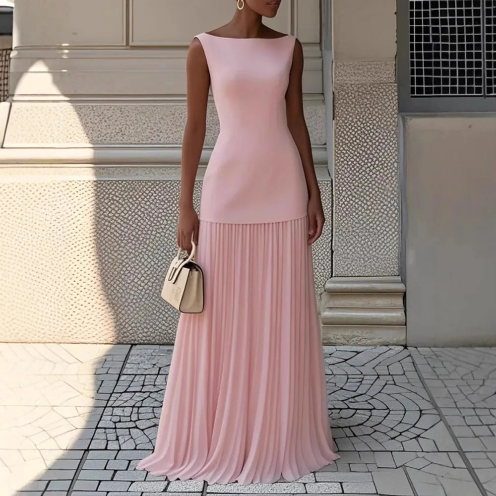 2026 Spring and Autumn Fashion Elegant Dress Party Vest Overskirt Pleated Women's Two-piece Set
