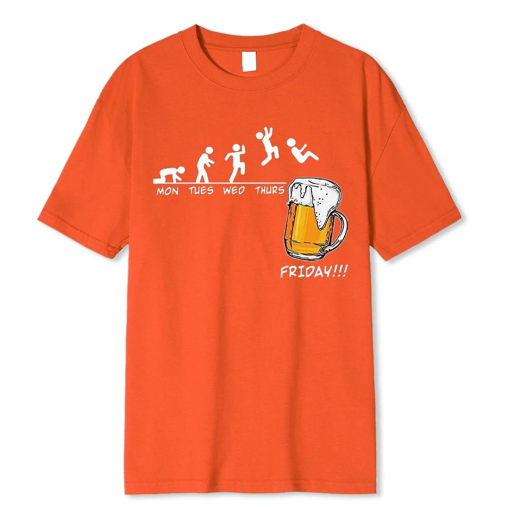 Friday Beer Print Men's Brand T-shirts Funny Graphic Hip Hop Summer Men Tshirts Streetwear Cotton Harajuku T-Shirt Short Sleeve