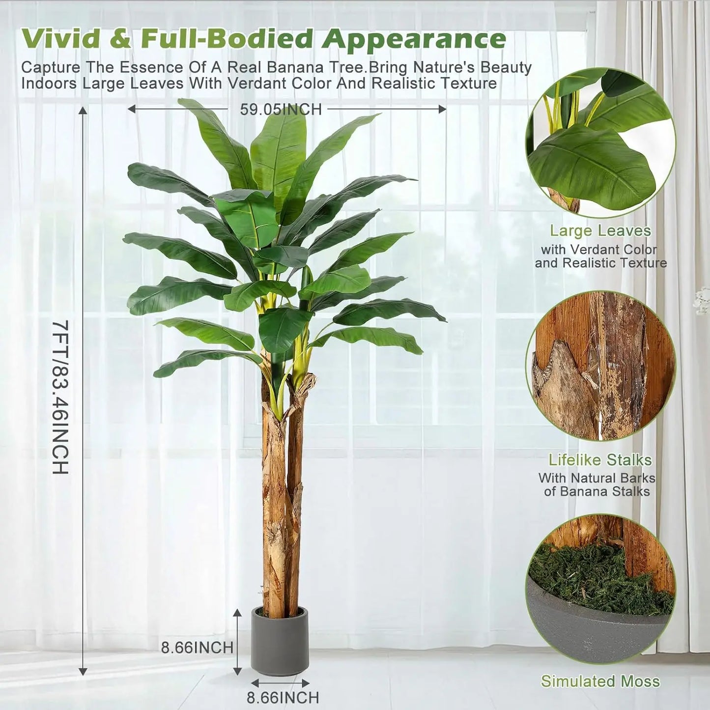 HiMISS Artificial Banana Tree With Planter Home Decor