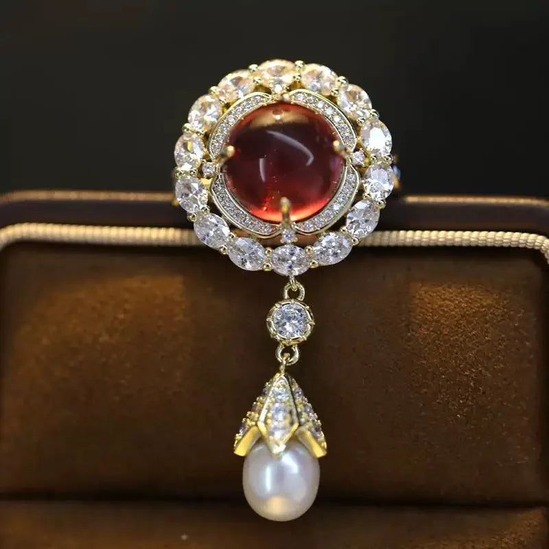 OKILY Palace Elegance Zircon Dancing  Girl Brooch Pins Temperament Enamel Bowknot Fan gingko Feather Corsage for Woman Ornament