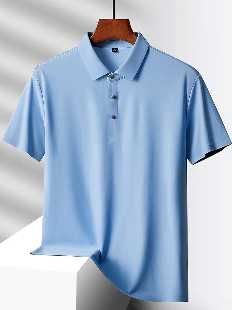 Selected popular nylon fabric dad's summer clothing middle-aged men's short sleeved T-shirt, summer ice silk quick drying mid