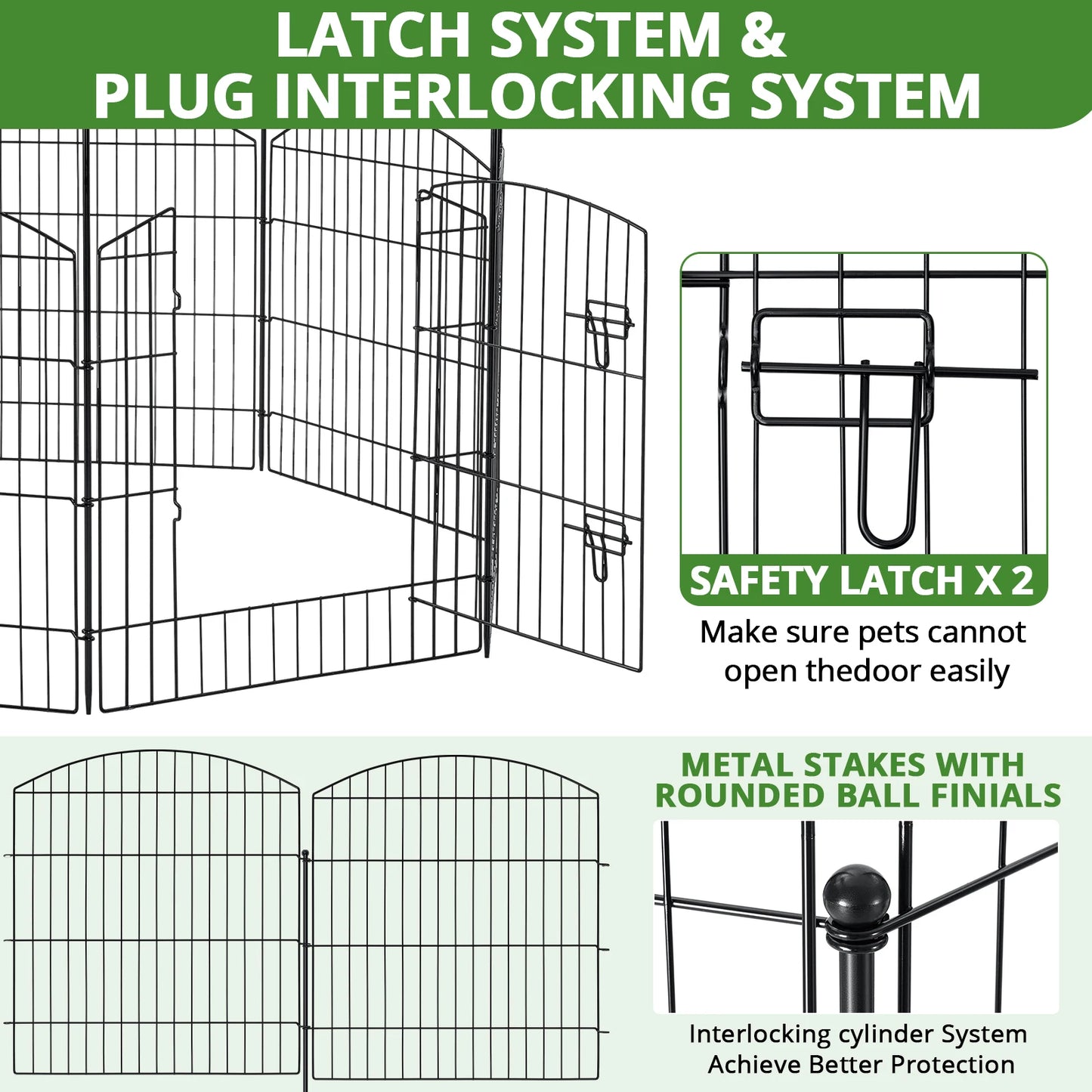 Decorative Metal Garden Fence With Gate For Outdoor Dog Fencing