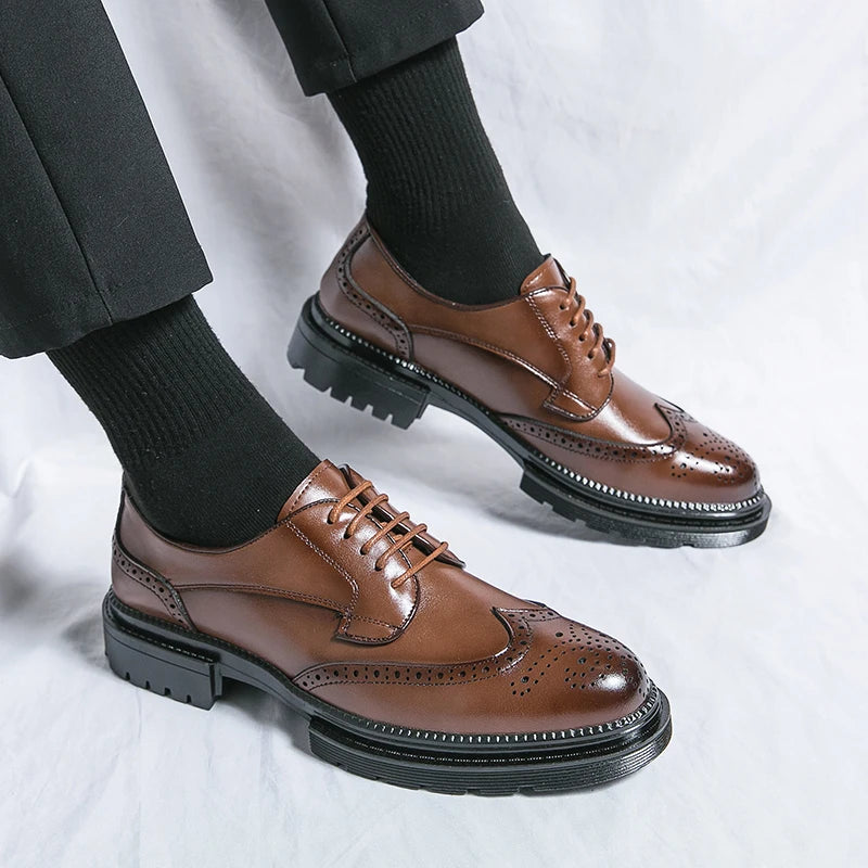 AXYGF Genuine Leather Shoes For Men Office Attire Formal Wear
