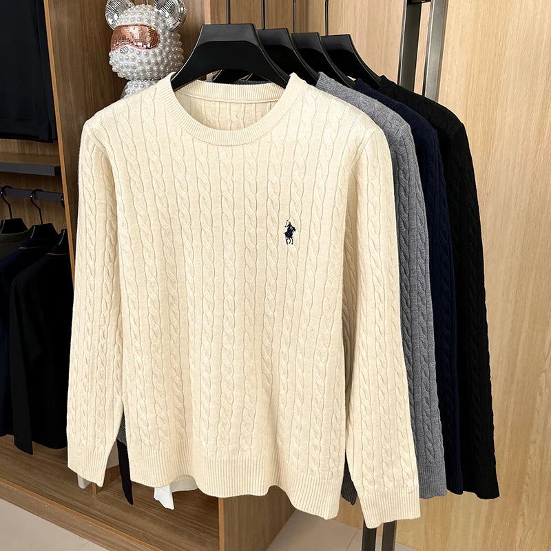 Luxury Solid Color Embroidered Knitted Sweater Long Sleeve 2026