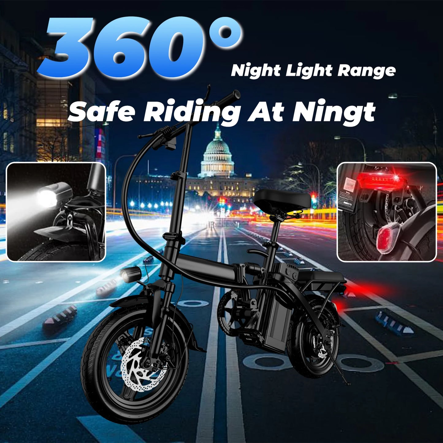 LELEKUAI 500W Foldable Electric Bike With Removable 48V Battery