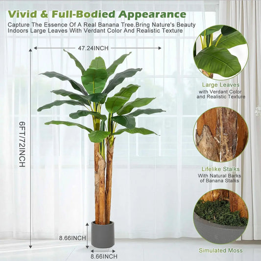 HiMISS Artificial Banana Tree With Planter Home Decor