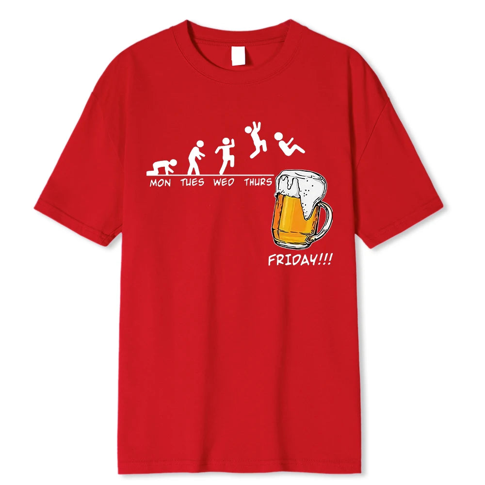 Friday Beer Print Men's Brand T-shirts Funny Graphic Hip Hop Summer Men Tshirts Streetwear Cotton Harajuku T-Shirt Short Sleeve