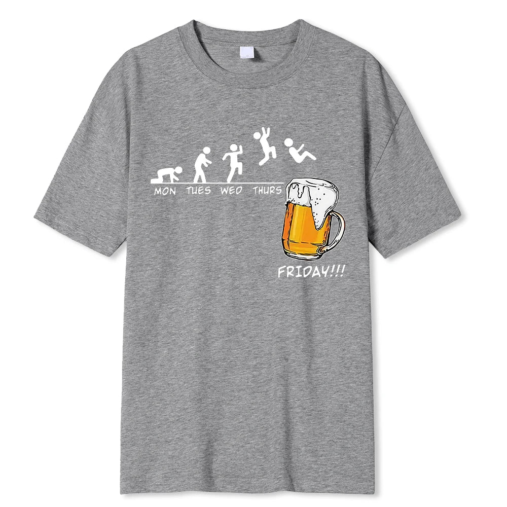 Friday Beer Print Men's Brand T-shirts Funny Graphic Hip Hop Summer Men Tshirts Streetwear Cotton Harajuku T-Shirt Short Sleeve