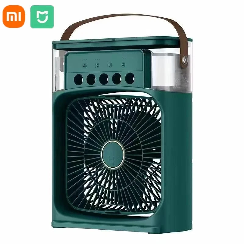 Xiaomi MIJIA Portable Air Conditioner Fan Mini USB Air Cooler Humidifier Water Mist Spray LED Night Light Desktop Cooling Fan
