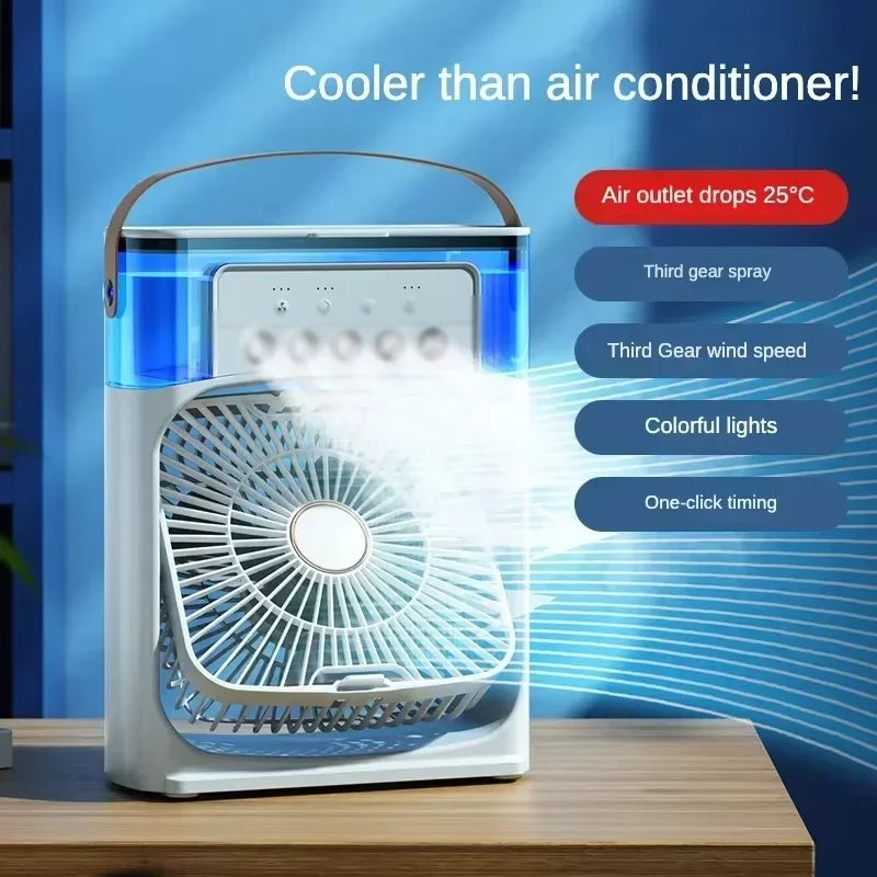 Xiaomi MIJIA Portable Air Conditioner Fan Mini USB Air Cooler Humidifier Water Mist Spray LED Night Light Desktop Cooling Fan