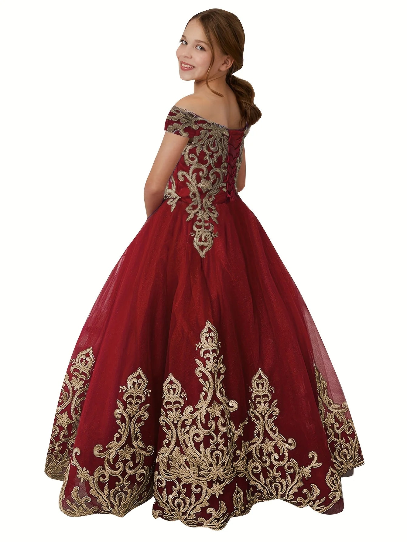 Autumn Winter Flower Girl Princess Fluffy Ball Gown Christmas Dress