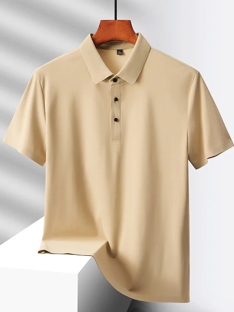 Selected popular nylon fabric dad's summer clothing middle-aged men's short sleeved T-shirt, summer ice silk quick drying mid