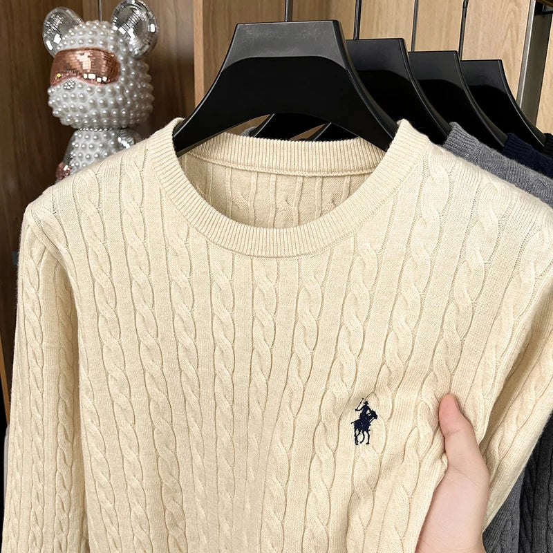 Luxury Solid Color Embroidered Knitted Sweater Long Sleeve 2026
