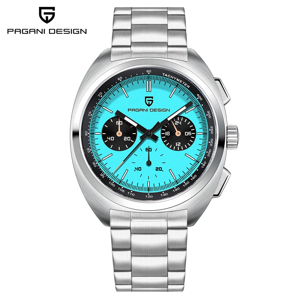 Pagani Design Retro Luxury Chronograph VK63 Quartz Watch Leather Strap