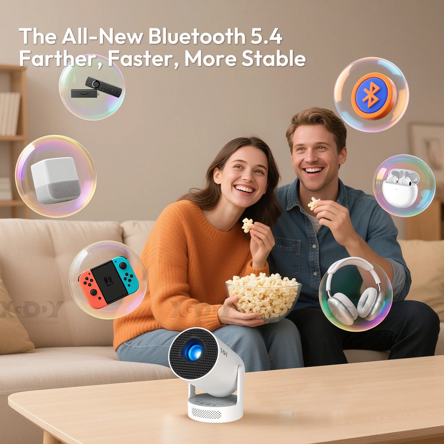 XGODY 4K LED Projector 12000 Lumen WiFi Bluetooth Home Theater