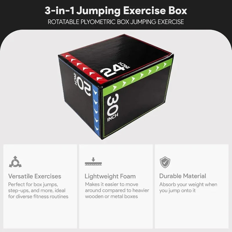 BalanceFrom 3-in-1 Foam Plyometric Jump Box for Home Gym with Multiple Height Options – Versatile Plyo with Non-Slip Surface