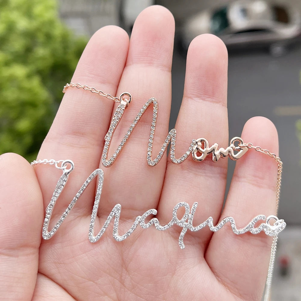 DUOYING Zirconia Initial Letters Necklace Personalized Names Crystal Pendant