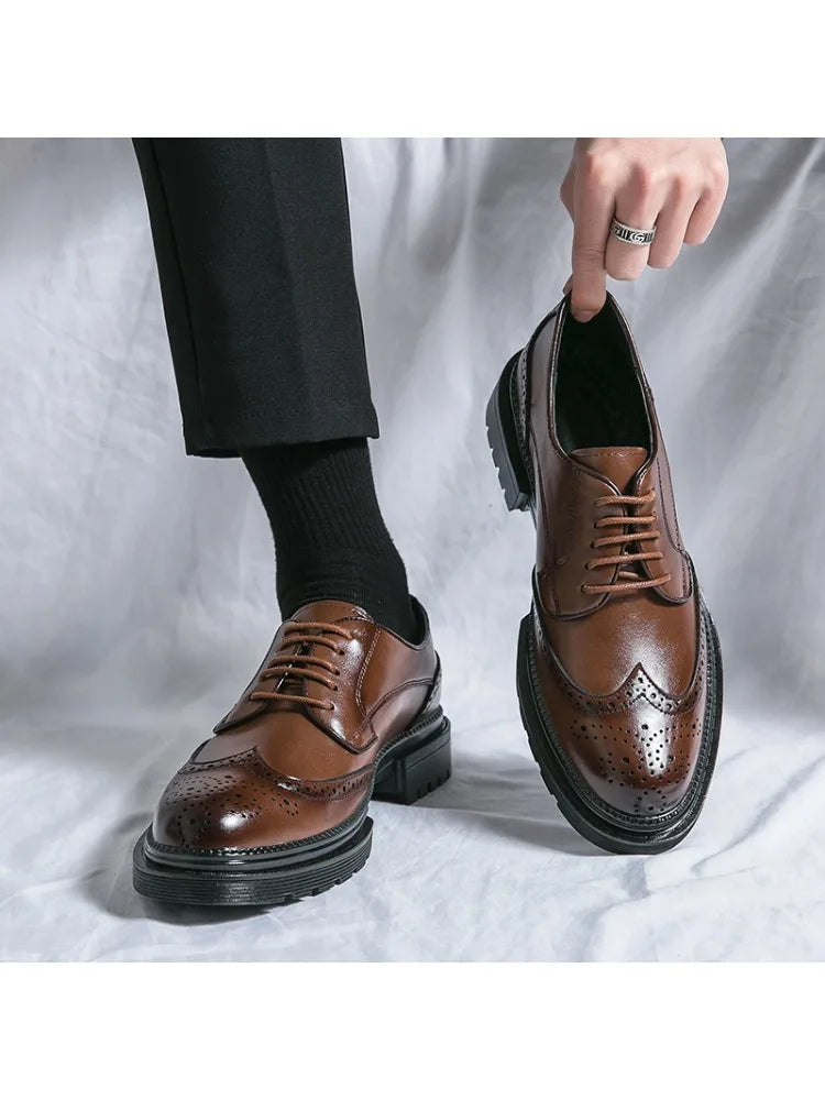AXYGF Genuine Leather Shoes For Men Office Attire Formal Wear