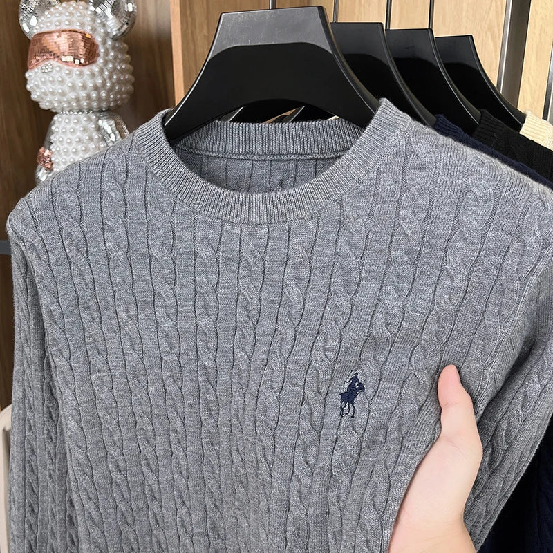 Luxury Solid Color Embroidered Knitted Sweater Long Sleeve 2026