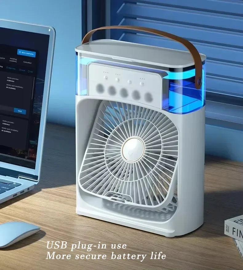 Xiaomi MIJIA Portable Air Conditioner Fan Mini USB Air Cooler Humidifier Water Mist Spray LED Night Light Desktop Cooling Fan