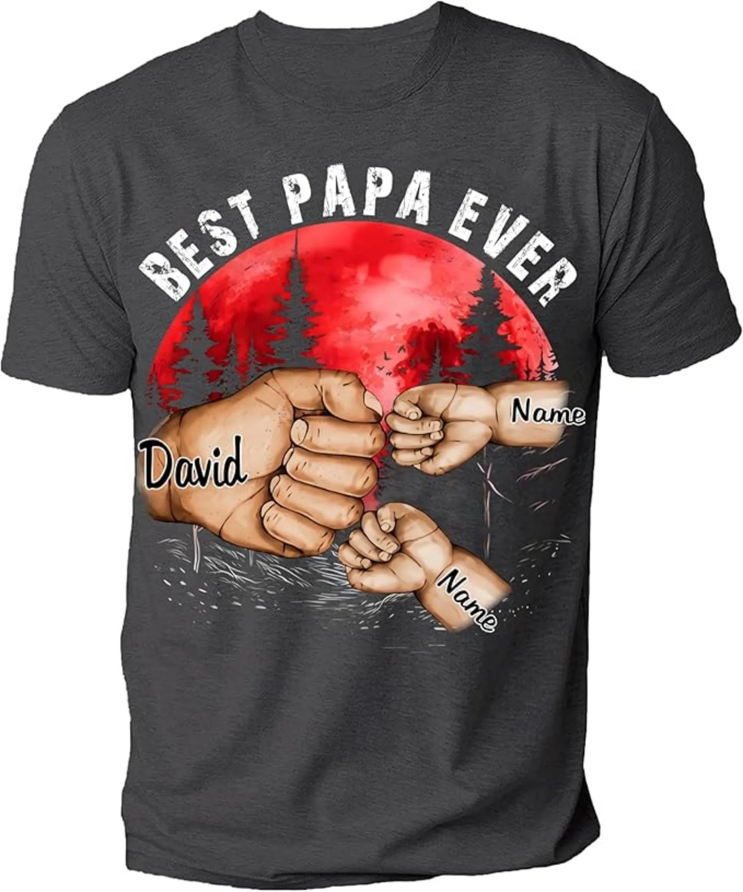 Best Grandpa Dad Ever Shirt Custom Fist Bump Kid Name