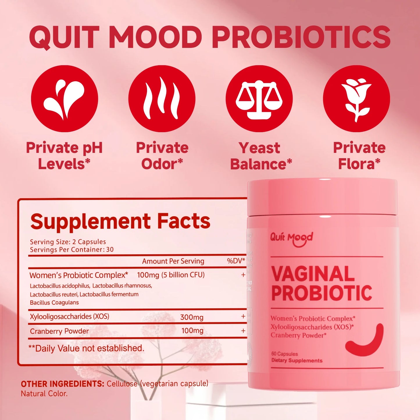 Quit Mood Probiotics for Women PH Balance Lactobacillus Probiotic Blend