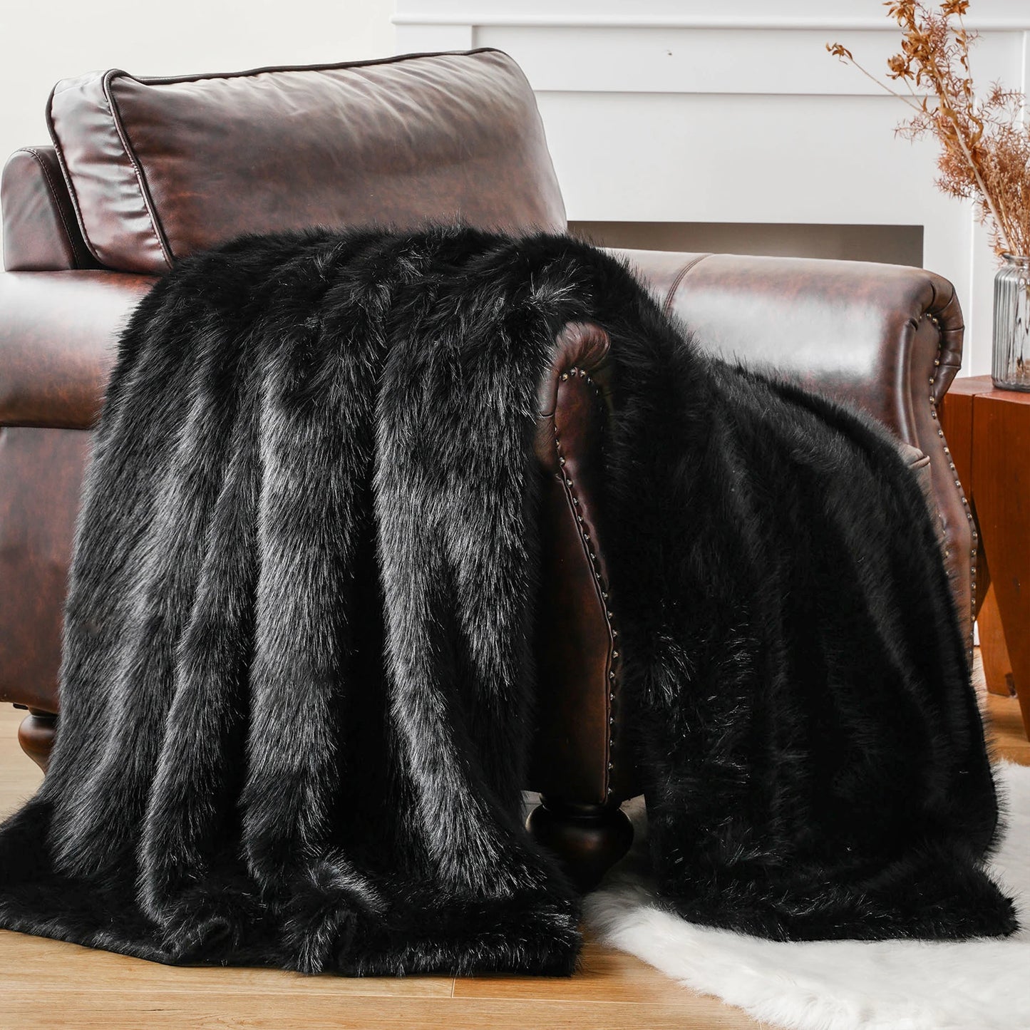 Battilo Fluffy Soft Blankets Luxury Fur blanket for Bed Sofa Mink Faux Fur Throw and Blankets Large Warm Blanket for Home Decor