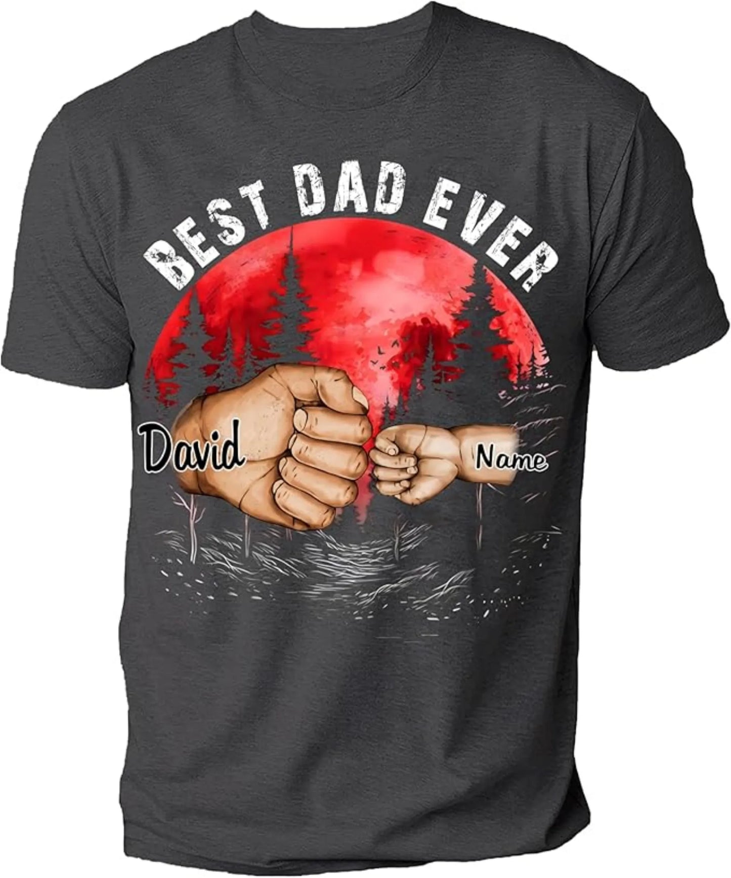 Best Grandpa Dad Ever Shirt Custom Fist Bump Kid Name