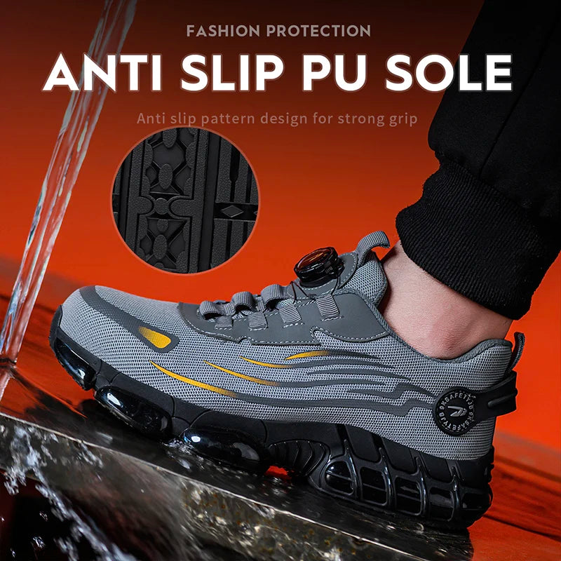 Breathable Lace Free Safety Shoes With Anti Puncture Protection