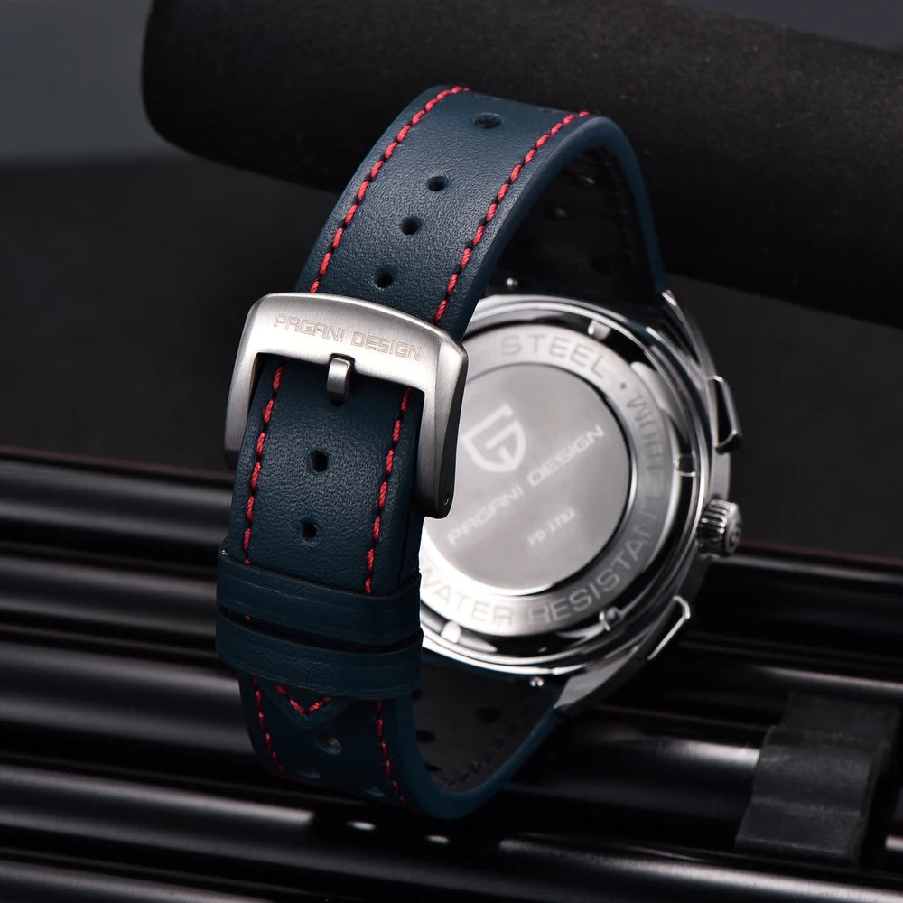 Pagani Design Retro Luxury Chronograph VK63 Quartz Watch Leather Strap