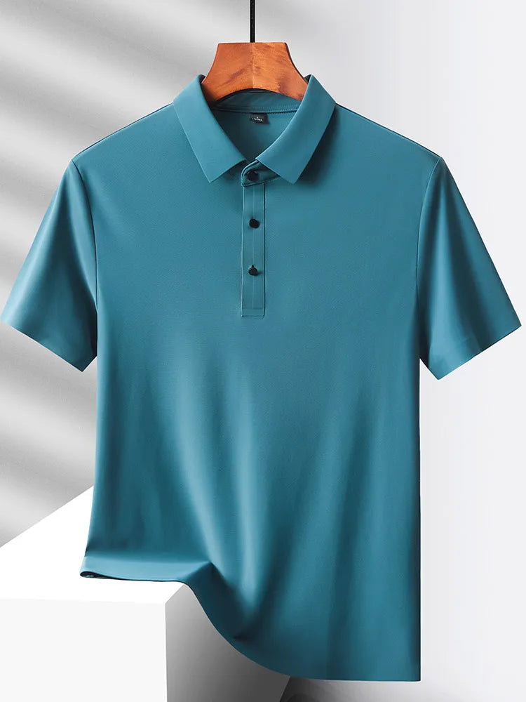 Selected popular nylon fabric dad's summer clothing middle-aged men's short sleeved T-shirt, summer ice silk quick drying mid