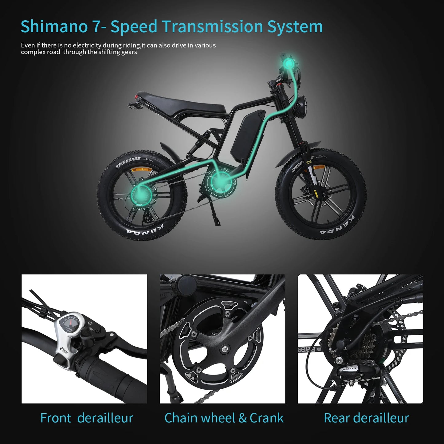 Xtion 1200W Electric Mountain Bike 48V 15.6Ah Fat Tire
