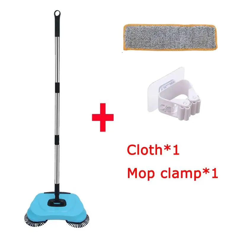 Hand Push Broom, Multifunctional Cleaning Tool Sweep Mop, Long Handle Push Broom with Auto Spiral Deep Clean System
