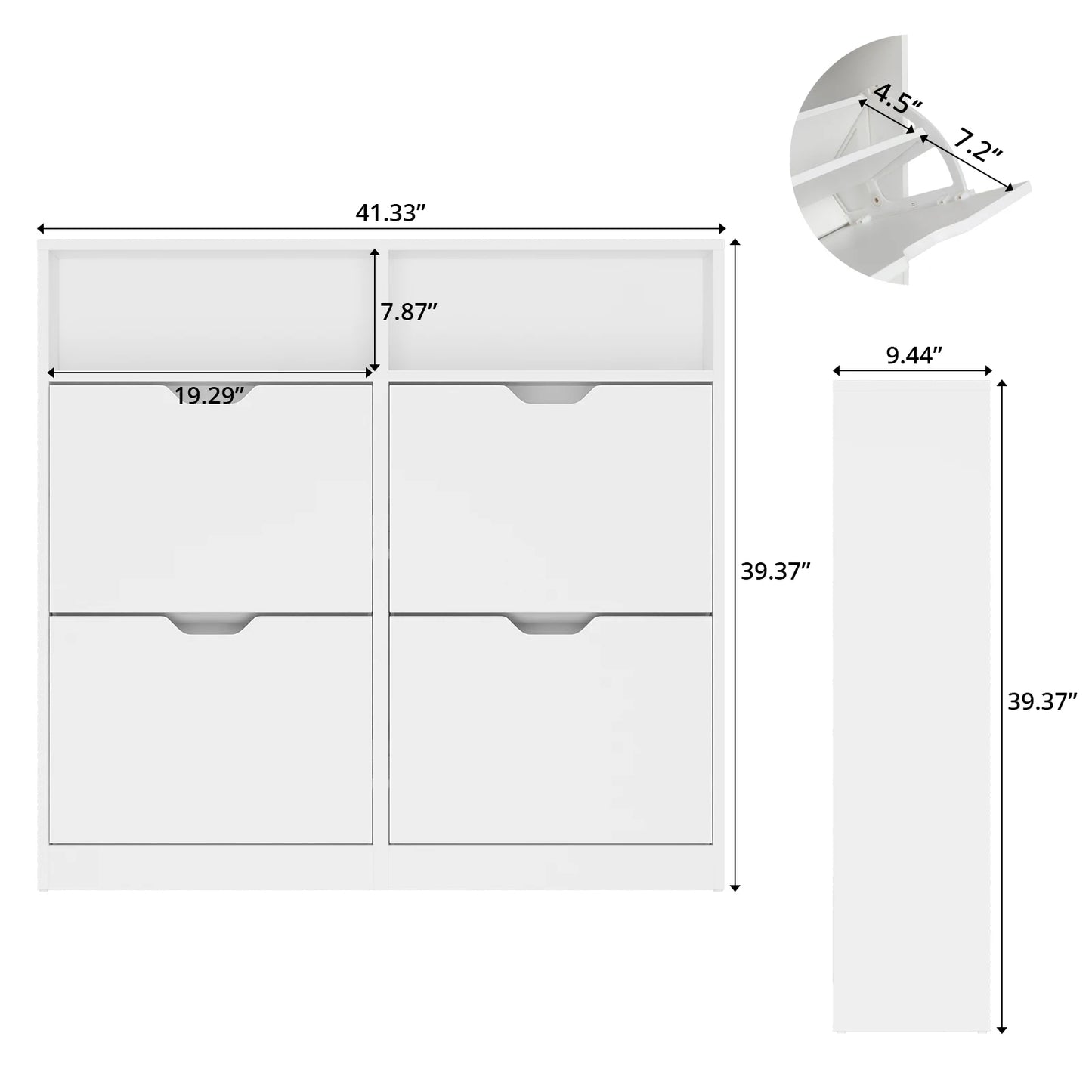 VOWNER Shoe Storage Cabinet with 4 Flip Drawers, Freestanding Shoe Cabinet