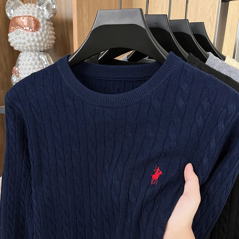 Luxury Solid Color Embroidered Knitted Sweater Long Sleeve 2026